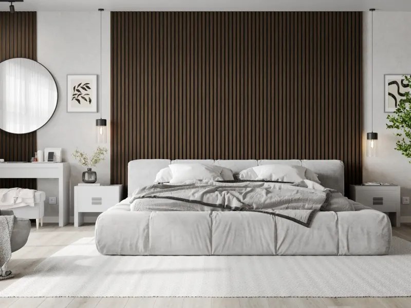 Mexen Lam-F, akustické stenové lamely 275 × 30 cm, plstený podklad 8 mm, technická dyha, orech pálený, S105-275307-3015-024