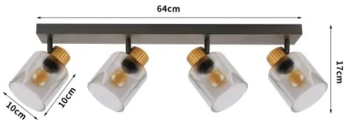 Brilagi - Bodové svietidlo HYGGE 4xE14/15W/230V čierna/dymová