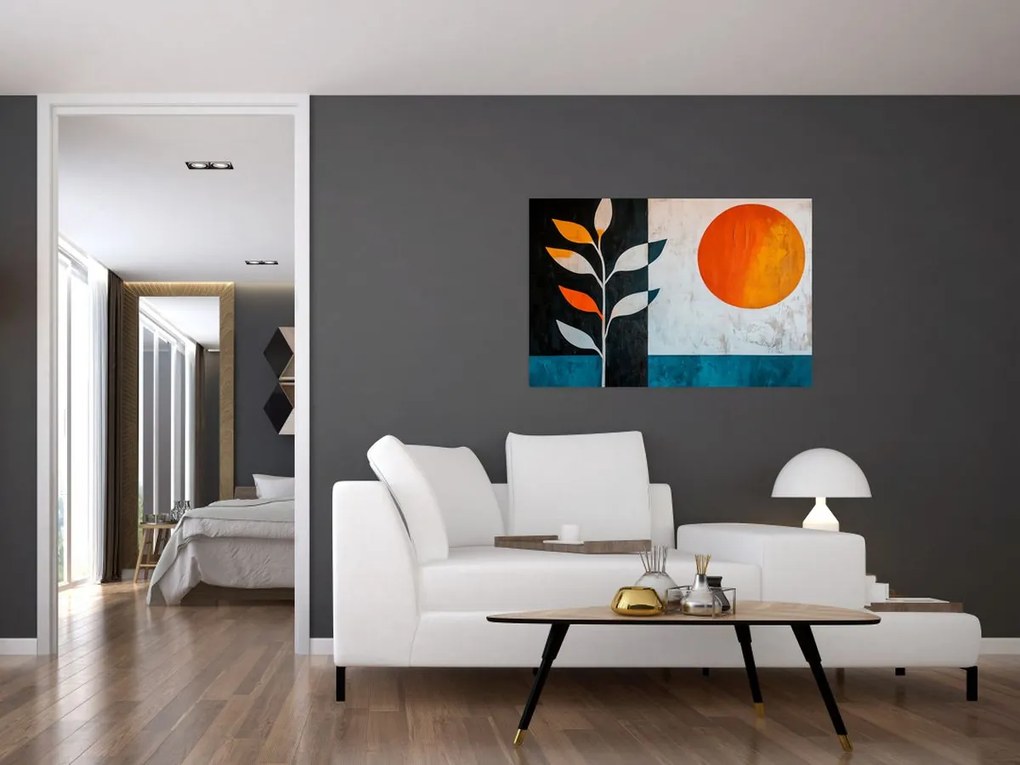 Obraz - Abstrakcia rastliny a slnka (90x60 cm)