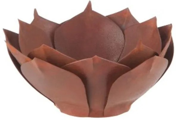 Hnedo-hrdzavý kovový svietnik na čajovú sviečku Lekno - Ø 14 * 5,8 cm