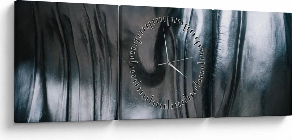 Obraz - Tvár z ocele (s hodinami) (90x30 cm)