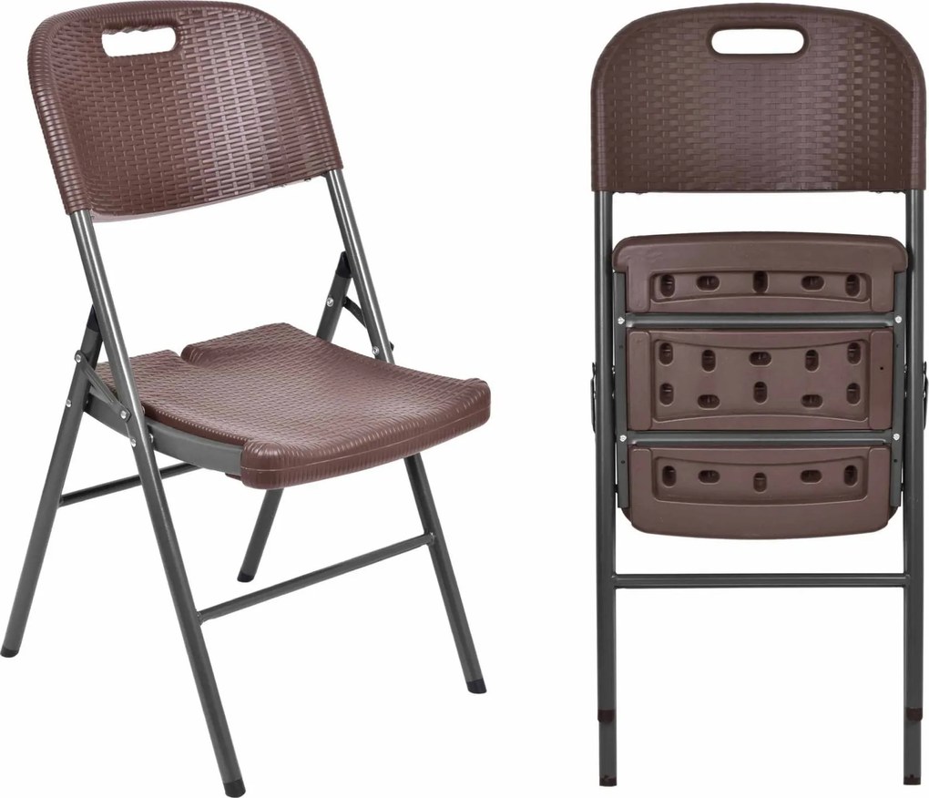 Hnedá skladacia cateringová stolička Rattan