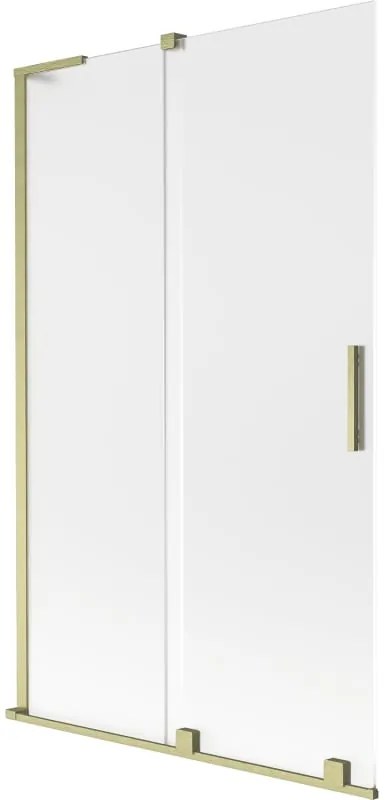 Mexen Velar L, 2-krídlová posuvná vaňová zástena 110 x 150 cm, 8mm sklo námraza, zlatá matná, 896-110-003-31-55