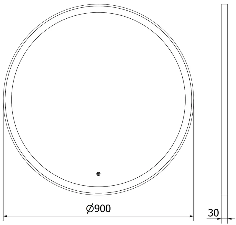 Mexen Esso, okrúhle LED podsvietené kúpeľňové zrkadlo 90 cm, 6000K, vykurovacia podložka proti zahmlievaniu, čierny rám, 9825-090-090-611-70