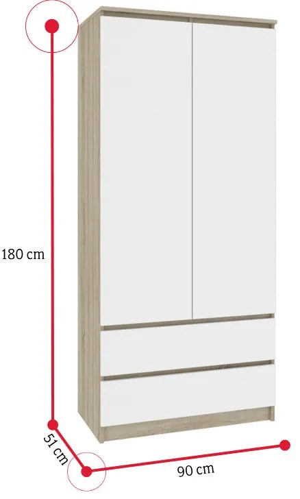 Skriňa ARIVA S90 - sonoma/biela / nadstavec