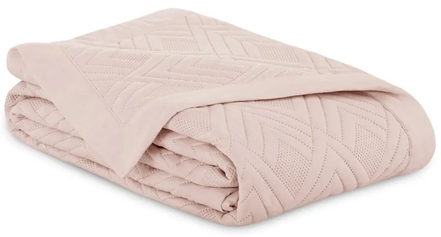 Svetloružový prešívaný pléd z mikrovlákna 170x210 cm Ophelia – Restilo