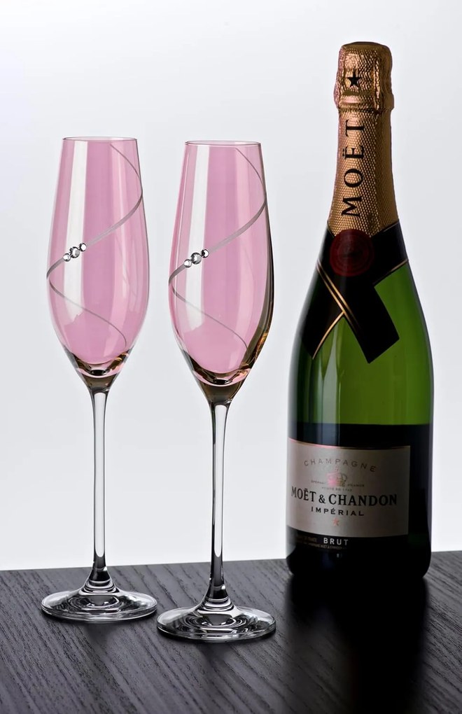 Diamante poháre na šampanské Silhouette City Pink s kamienkami Swarovski 210 ml 2KS