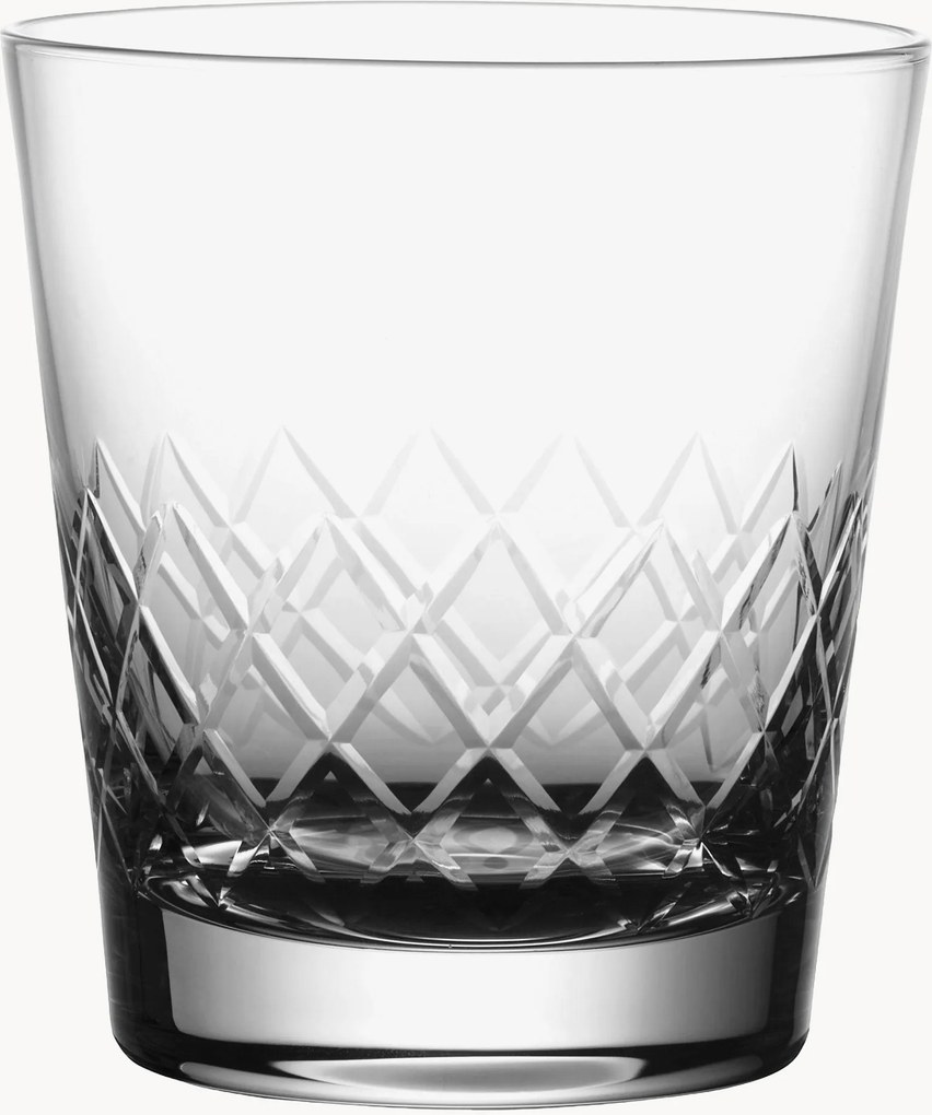 Ručne fúkané krištáľové poháre na whisky Lattice, 4 ks