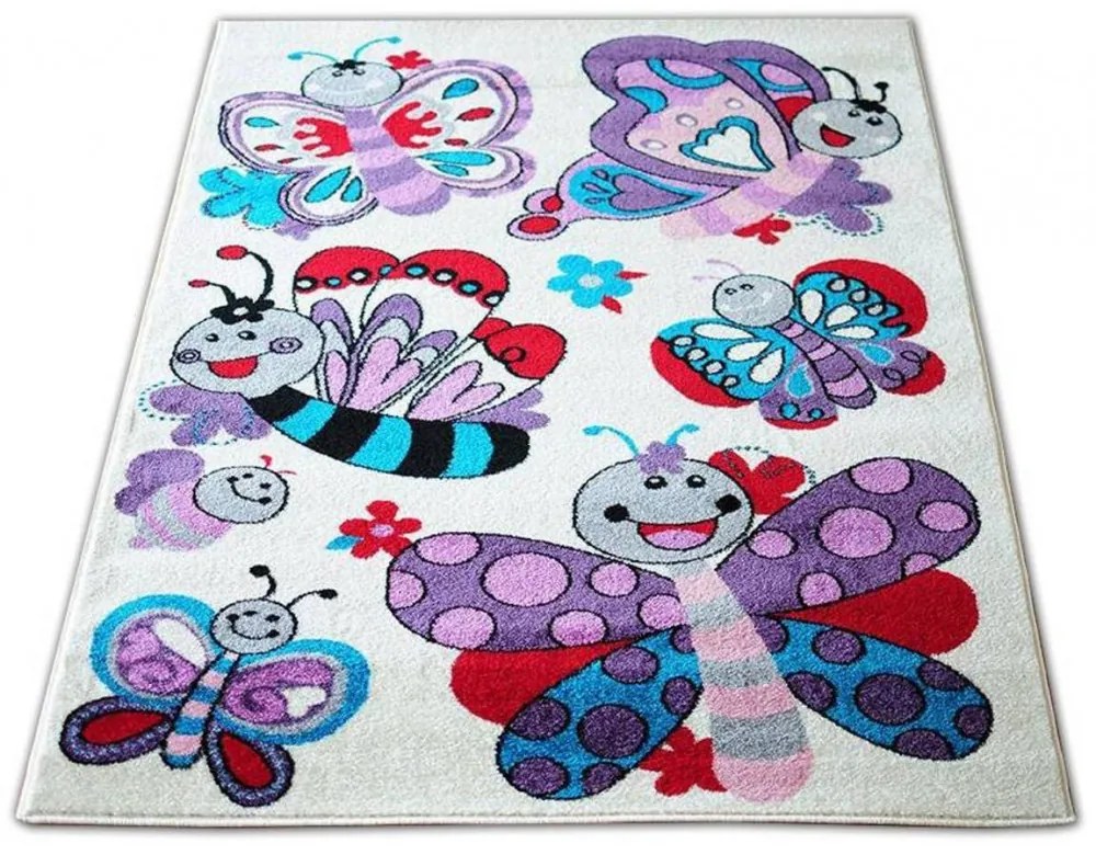 Detský koberec Motýliky krémový 120x170cm