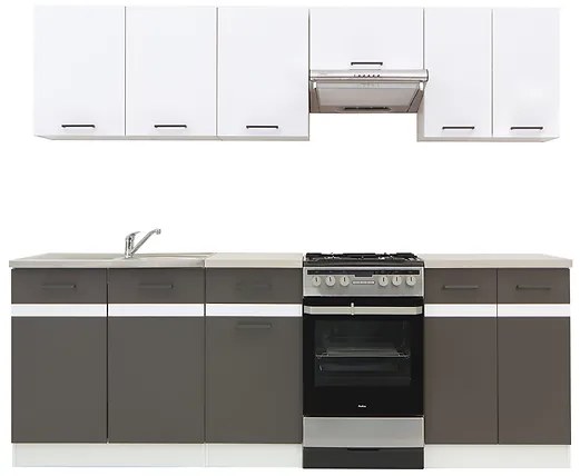 Kuchyňa BRW Junona line 230 cm (Biely lesk + Sivý wolfram + Biela). Vlastná spoľahlivá doprava až k Vám domov. 1018165