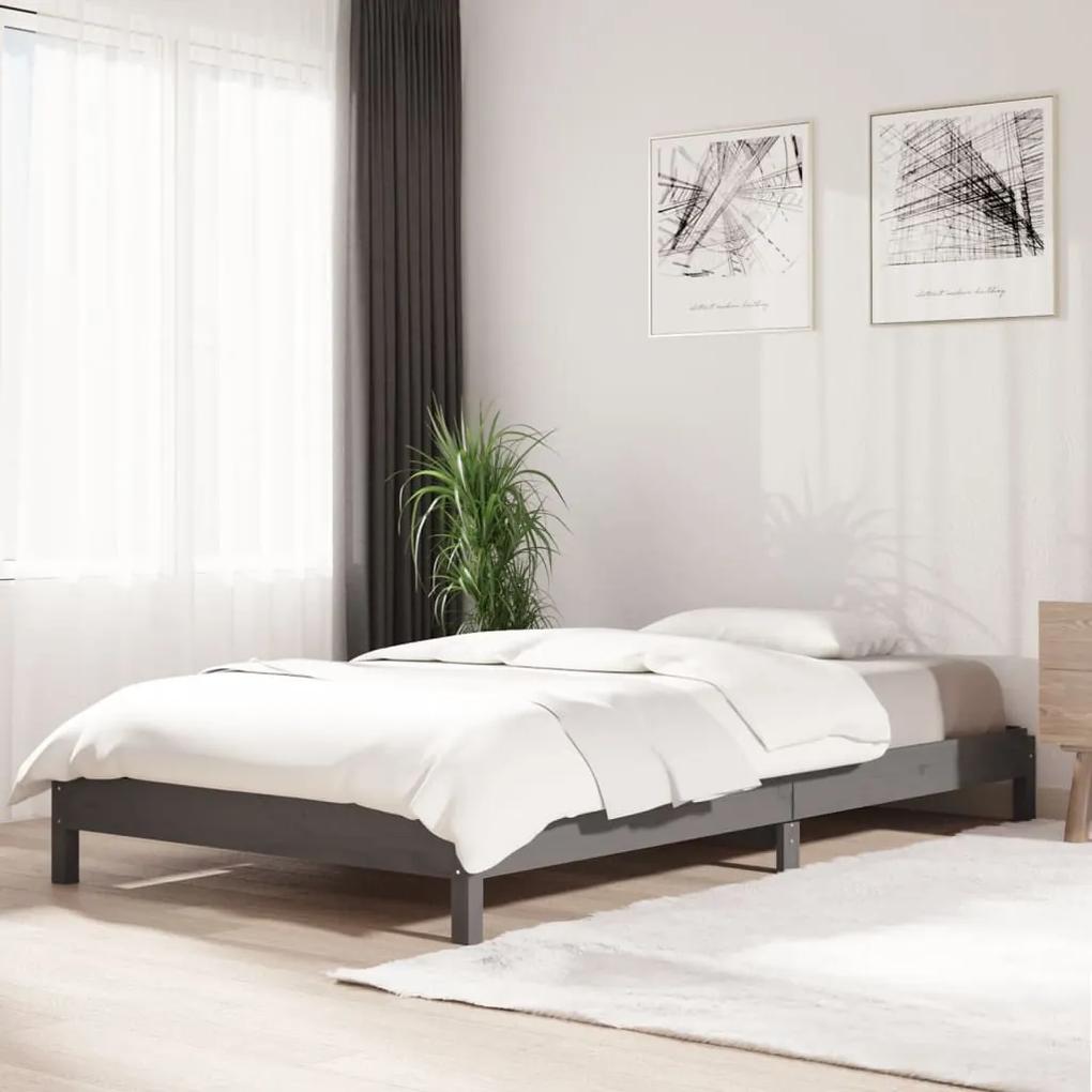vidaXL Stohovateľná posteľ sivá 80x200 cm borovicový masív