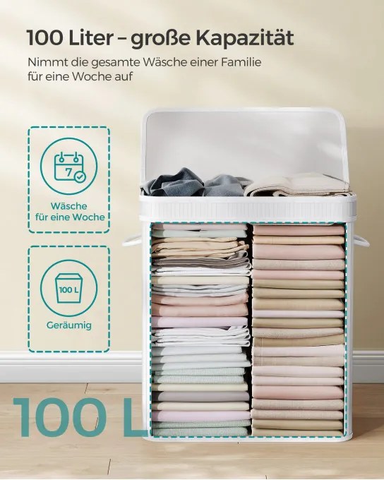 Bambusový kôš na bielizeň 100 L LCB063W01