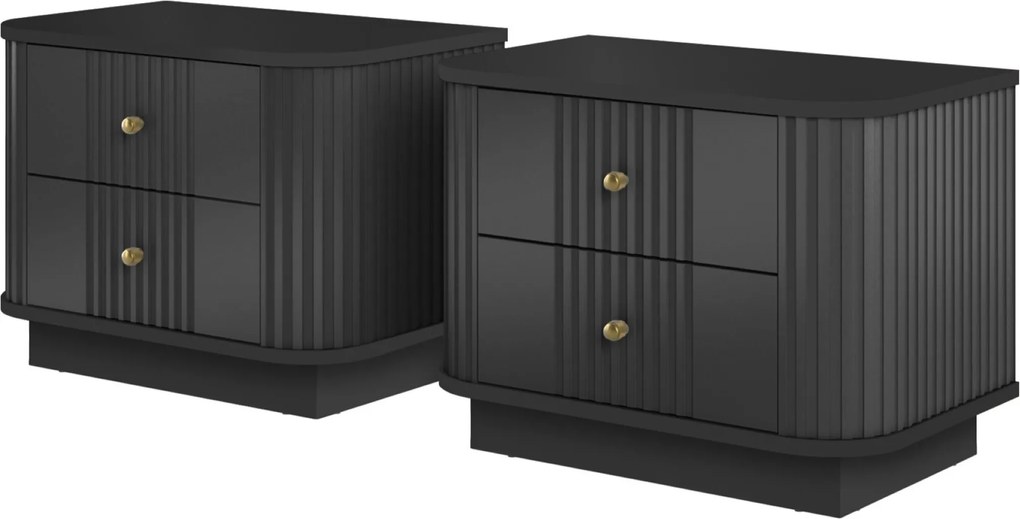 Sada nočných stolíkov Vespera 56 cm na sokli - čierna / zlatá