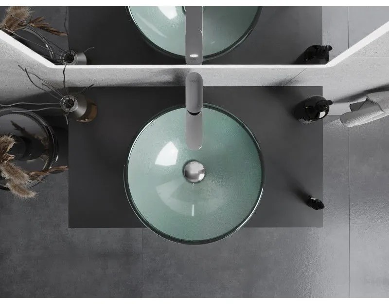 Mexen Mira, sklenené umývadlo na dosku 42 x 42 x 14,5 cm, strieborná, 24124211