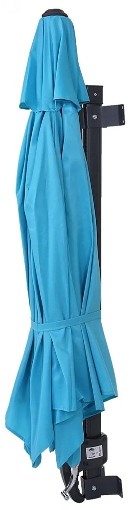Nástenný slnečník Casoria 3 m polyester hliník/oceľ - tyrkysová