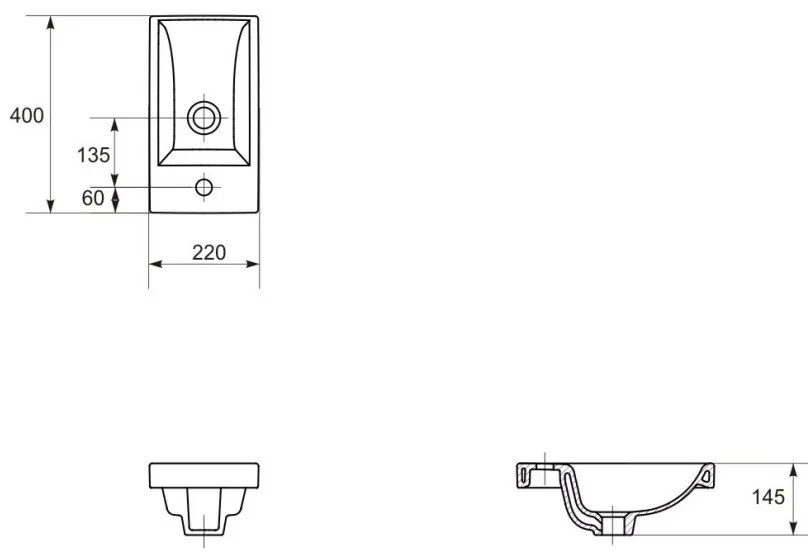 Cersanit Mille, závesná WC skrinka 392x214x590 mm + keramické umývadlo Como, biela matná, S801-568