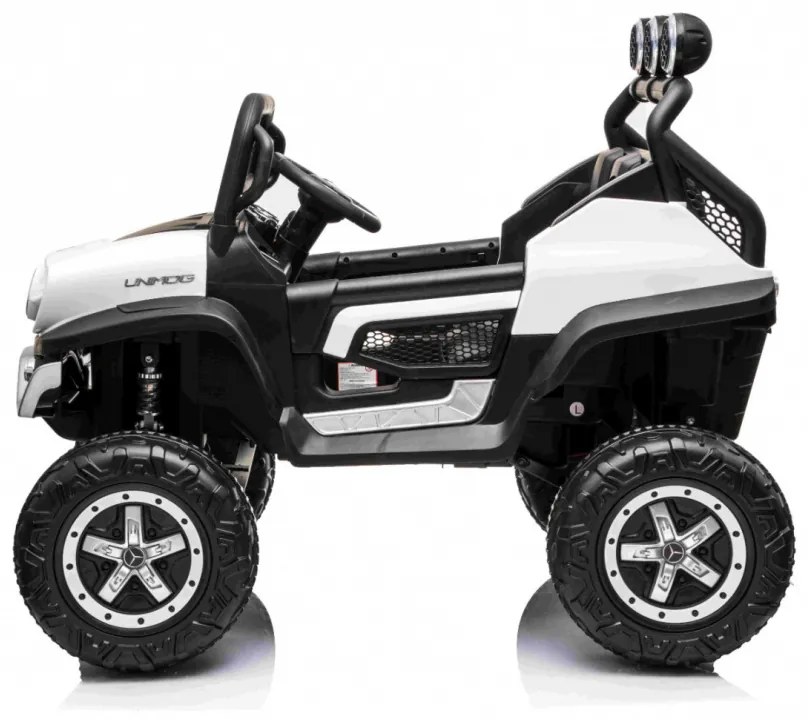 RAMIZ Elektrické autíčko - Mercedes UNIMOG - biele - 4x35W - 12/10Ah - 2022