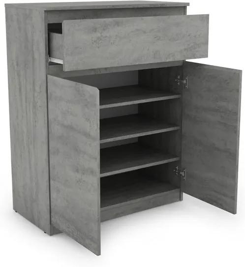 Skrinka so zásuvkou Carlos, šedý beton, 80 cm