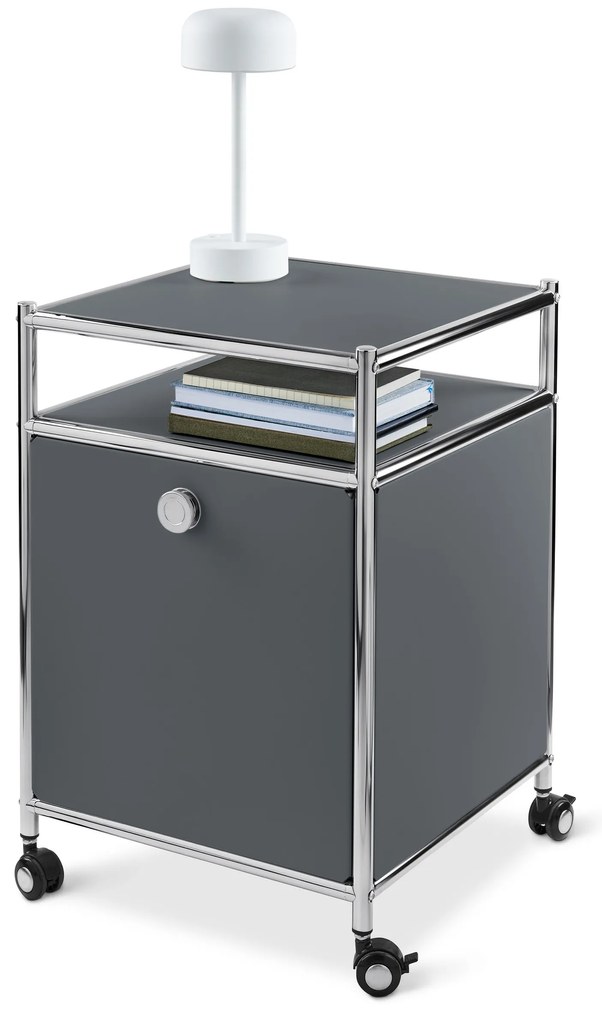 Kovový kontajner na kolieskach »CN3« s výklopnou doskou, sivý