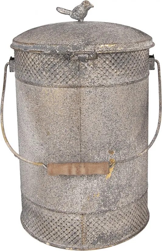 Šedý antik kovový odpadkový kôš s pedálom Pitch - 24*24*31 cm