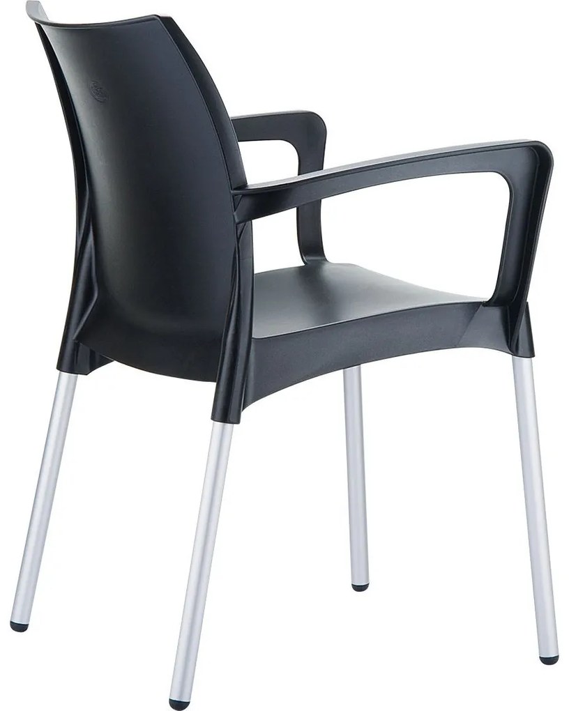 DOLCE záhradná stolička s podrúčkami dark grey