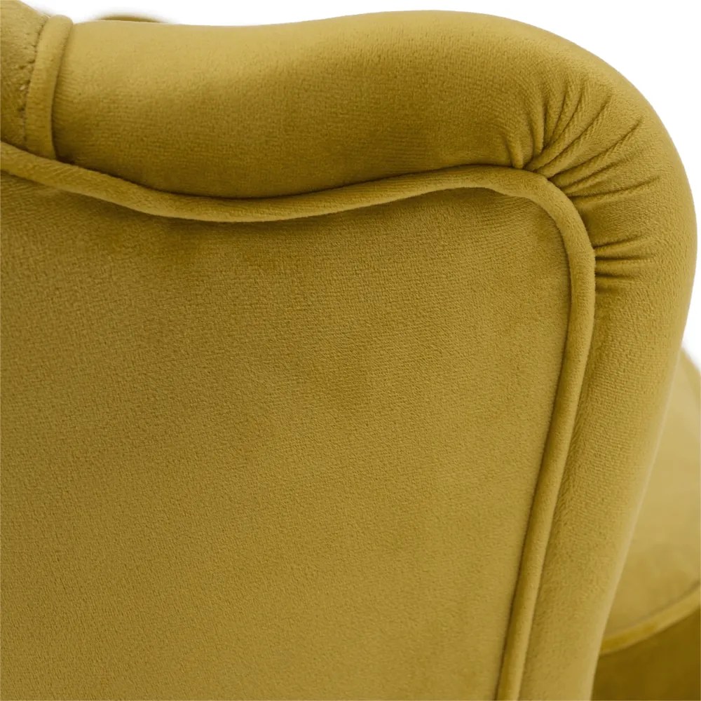 Kondela Lavica v štýle Art-deco, horčicová Velvet látka/gold chróm-zlatý, NOBLIN