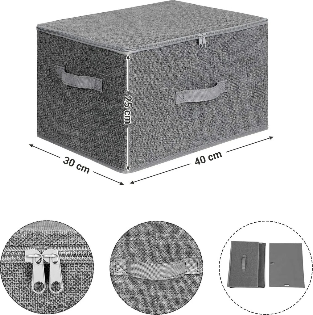 Dekorstudio Sada skladacích organizérov do kúpeľne RYZB03G 3x 40x30x25 cm – sivá