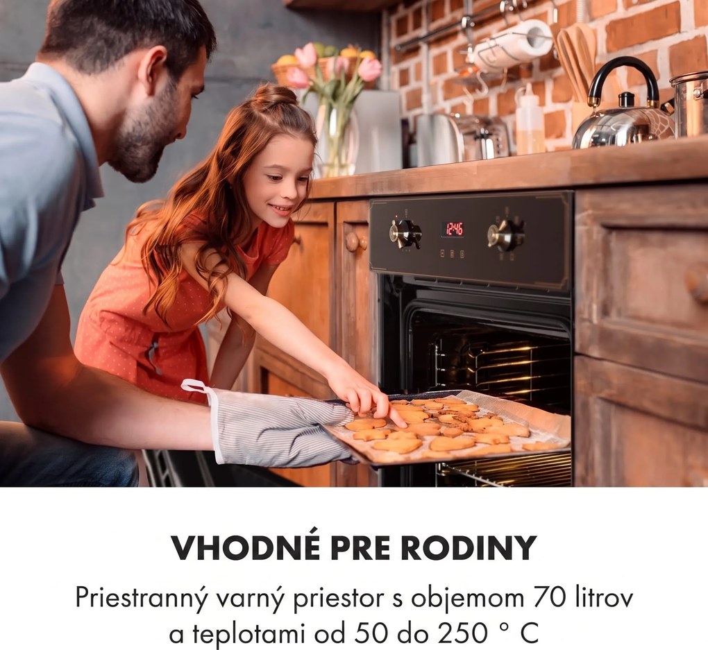 Klarstein Elizabeth, vstavaná rúra, retro dizajn, 6 funkcií, 50 – 250 °C, čierna
