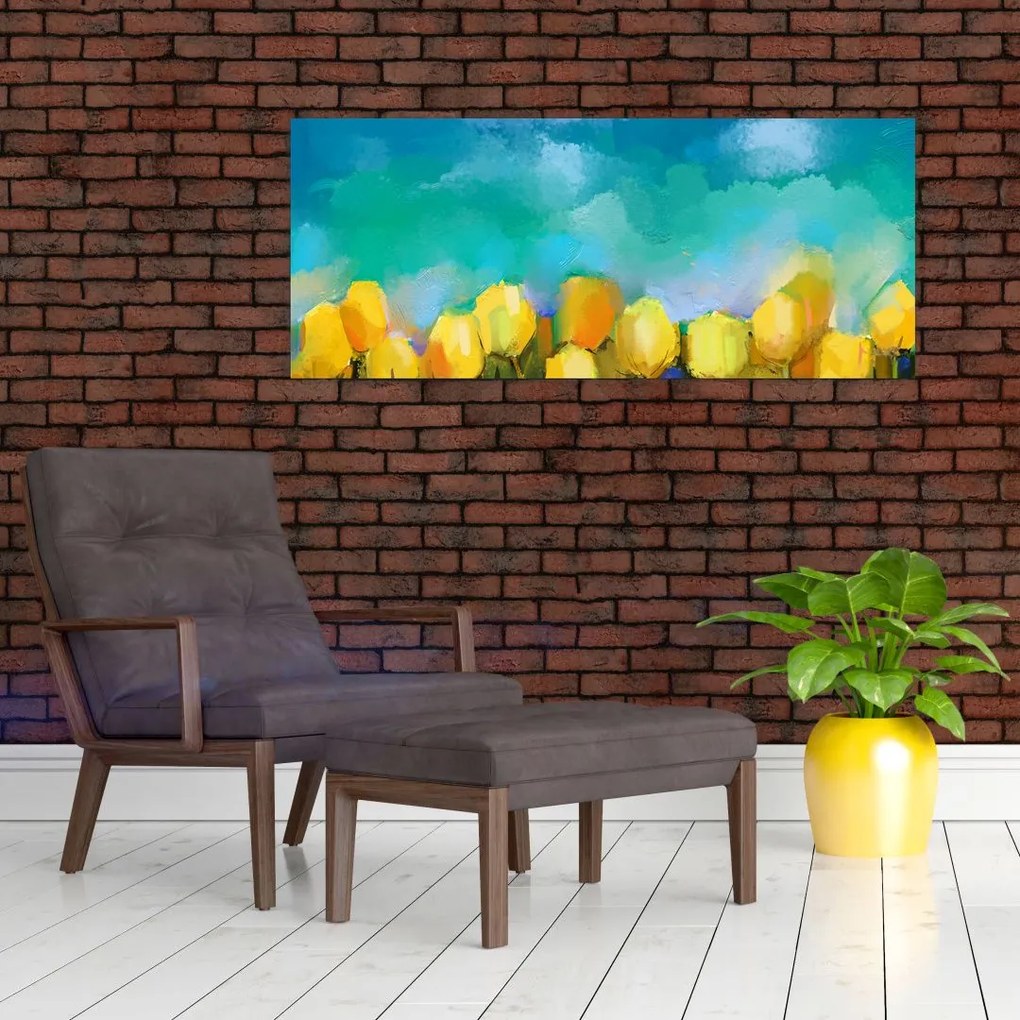 Obraz žltých tulipánov (120x50 cm)