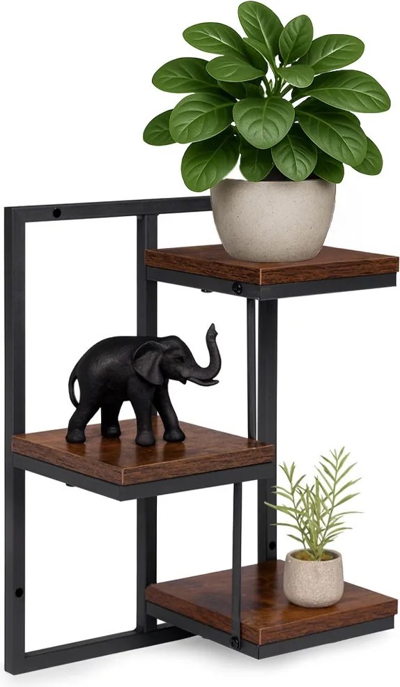 Nástěnný stojan na květiny MELODY 45,5x32,5 cm hnědý/černý