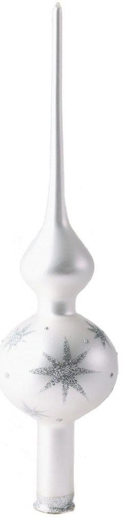 Bella Rose Sklenená vianočná špica na stromček Biela Mat