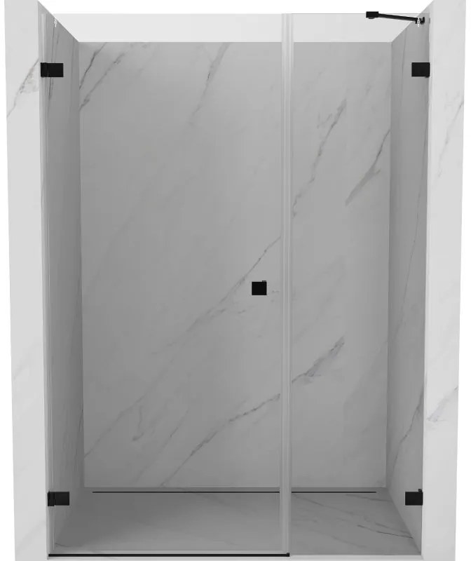Mexen Lunar-B, ľavé výklopné sprchové dvere 135 cm, číre sklo, čierny profil, 832S-135-050-70-00-L