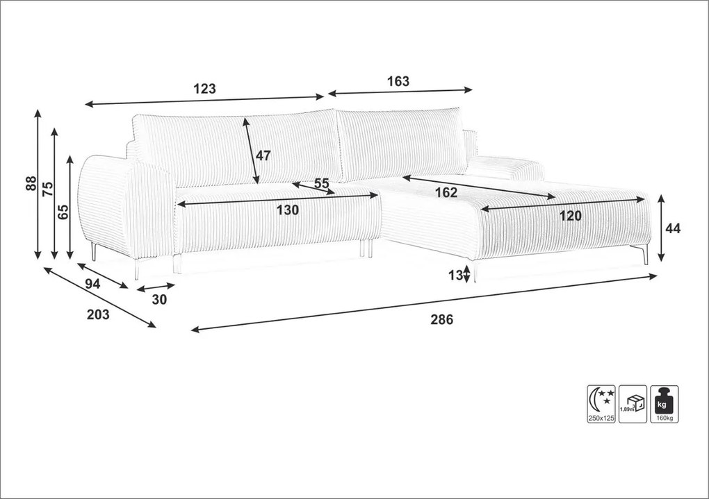 MODERNÁ ROHOVÁ SEDAČKA MELISSA 286 x 203 cm