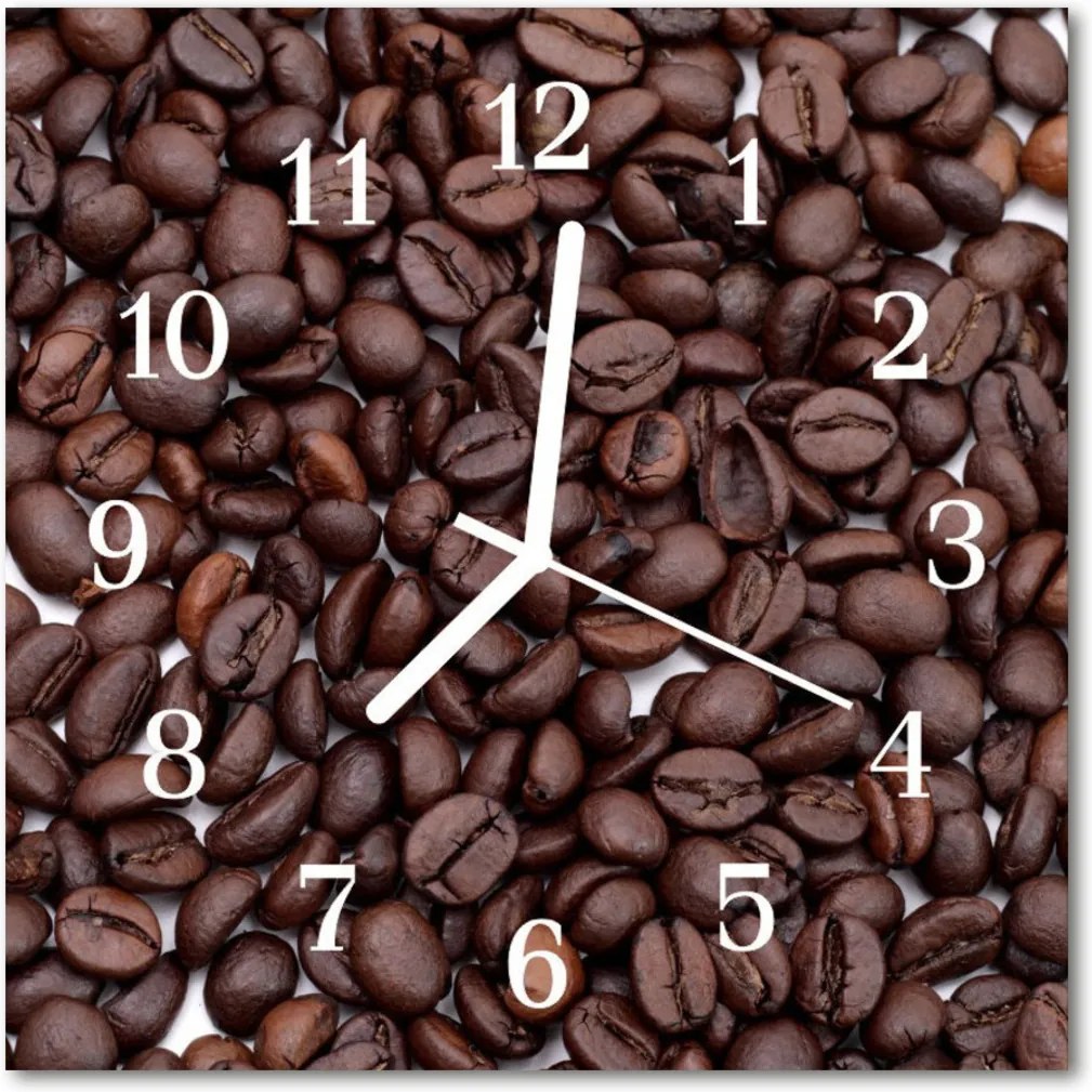 Nástenné sklenené hodiny  zrnková káva