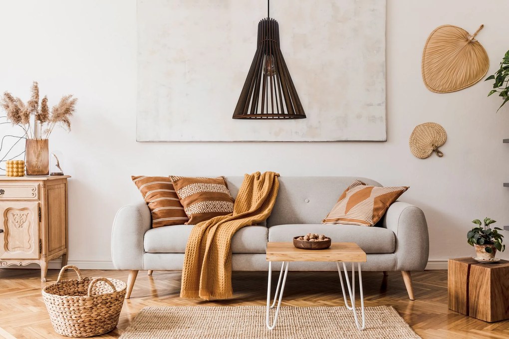 Toolight Toolight, drevené stropné svietidlo 1xE27, APP1350-1CP, hnedá, OSW-00936