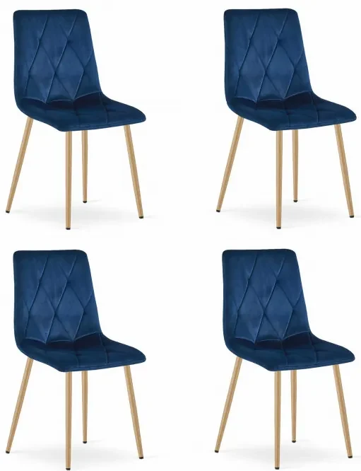 Set štyroch jedálenských stoličiek LIBRA zamatové granátové / drevené nohy (4 ks)