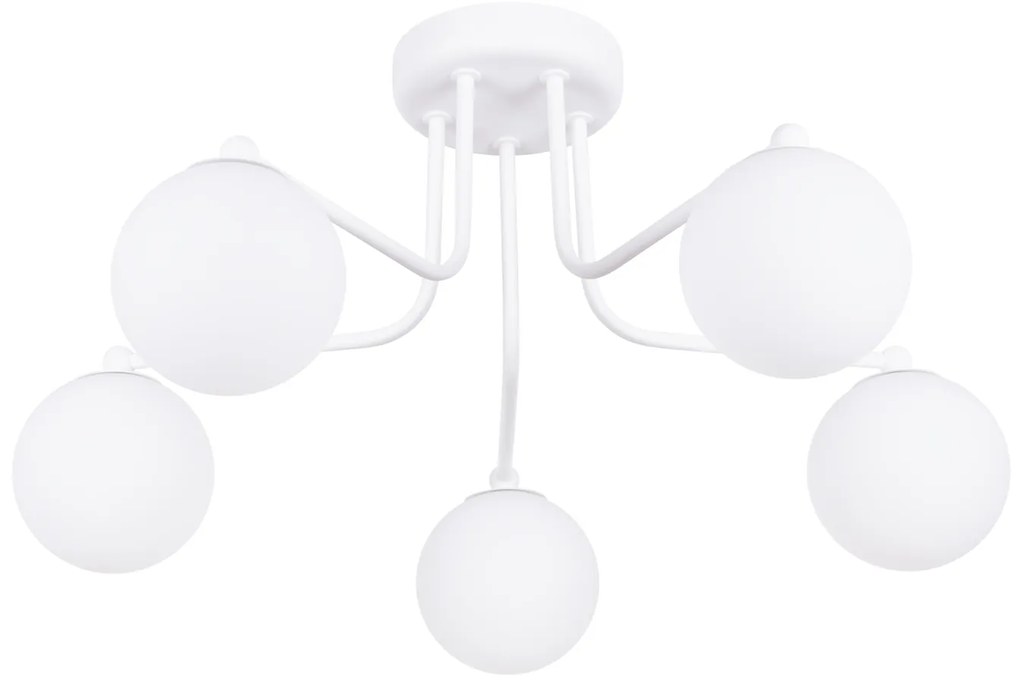 Stropné svietidlo Astral, 5x biele sklenené tienidlo, w