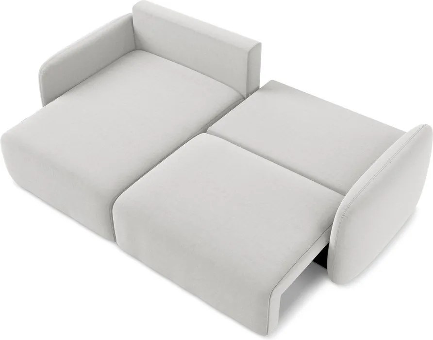 Svetlosivá zamatová rozkladacia/s úložným priestorom rohová pohovka (ľavý roh/s leňoškou) Kalena – Makamii