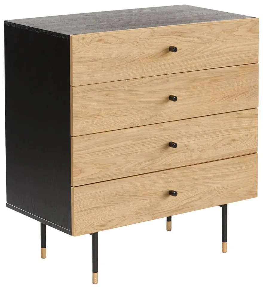 Vysoká komoda v dekore duba v čiernej a prírodnej farbe 80x87 cm Jugend – Woodman