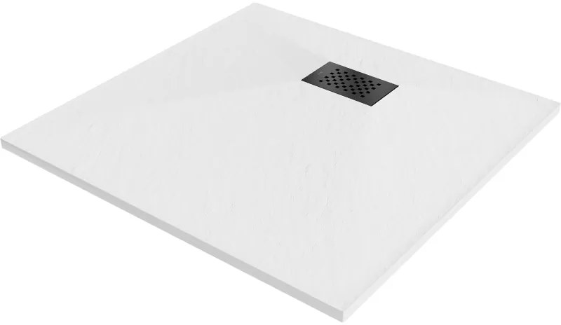 Mexen Hugo, štvorcová sprchová vanička SMC 90 x 90 cm, biela, čierna krytka, 42109090-B