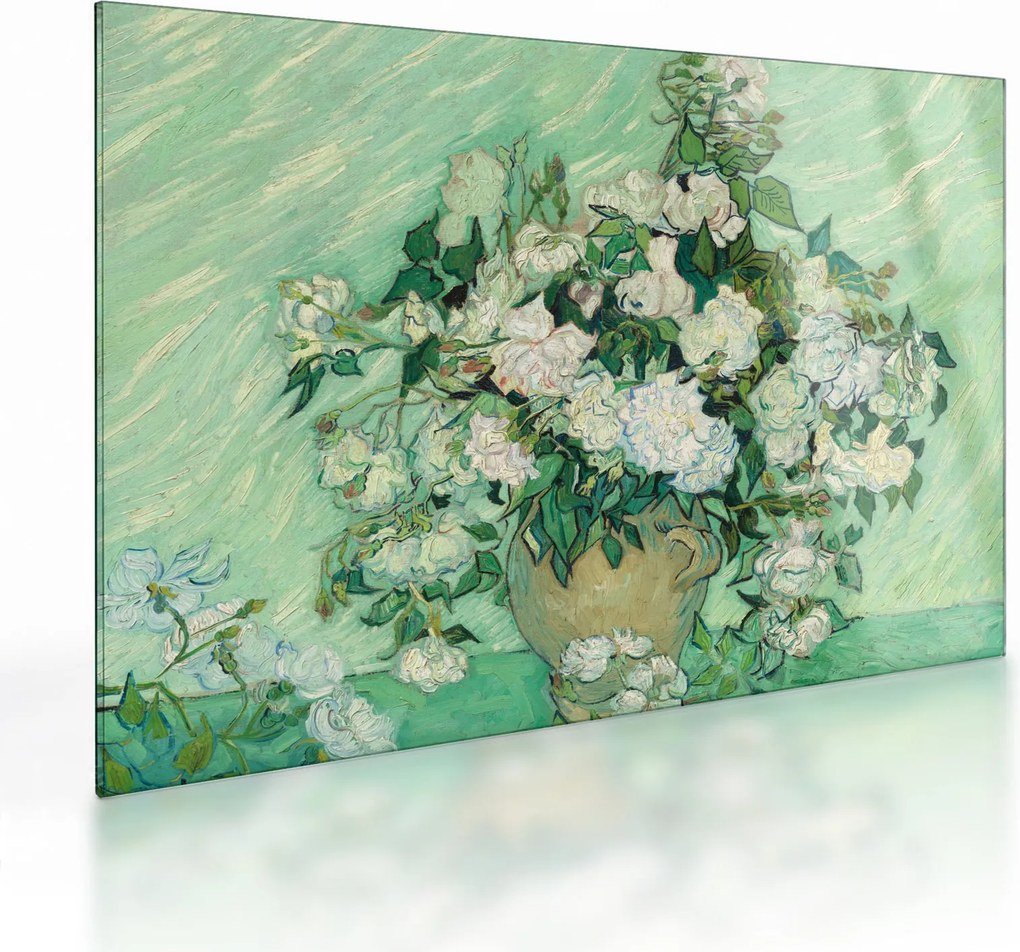 Sklenený obraz - Vincent van Gogh, Roses, reprodukcia (70x50 cm)