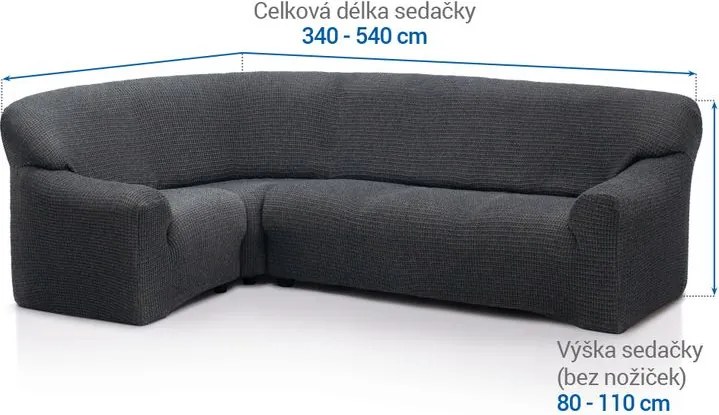 Super strečové poťahy RUBINIA antracitová rohová sedačka (š. 340 - 540 cm)