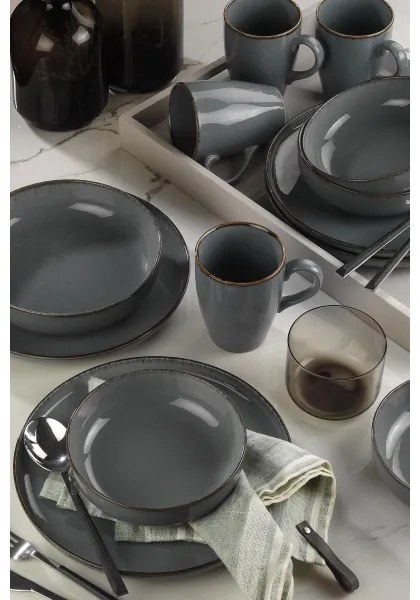 Jedálenská súprava 16 ks sivá/porcelán