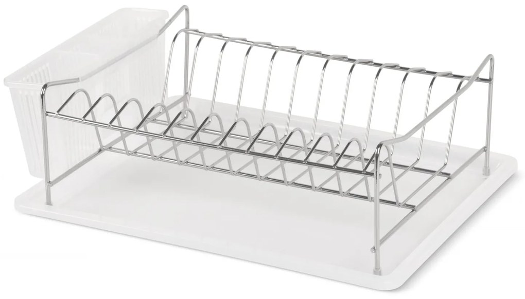 Wellhox Priestranný biely stojan na riad s odkvapkávacou miskou.