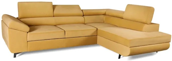 Rohová sedacia súprava Cosmo, pravá, žltá (zetta 296/nohy čierne)