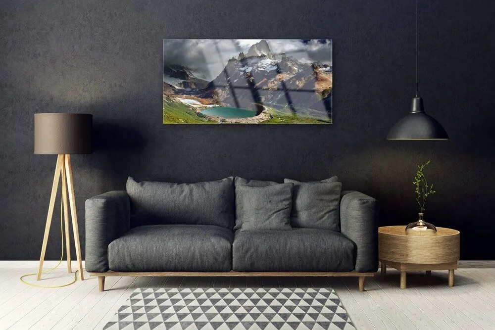 Obraz na skle Hora záliv krajina 100x50 cm
