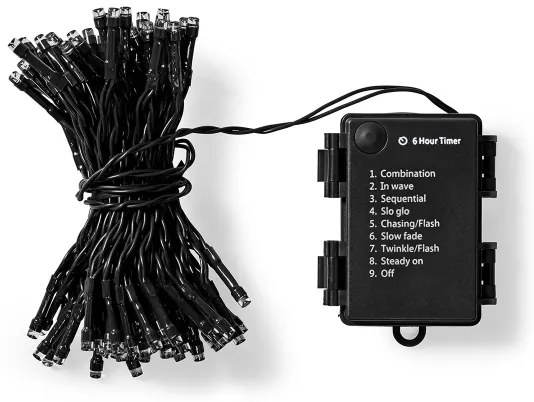 Nedis CLBO192 - LED Vianočná reťaz 192xLED/7 funkcií/3xAA 14,9m IP44 teplá biela