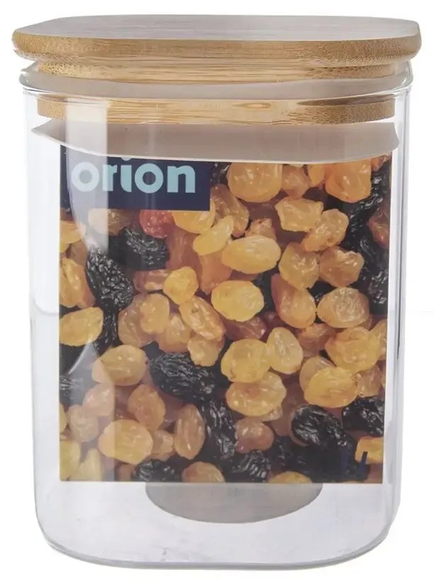 Orion Sklenená dóza hranatá s bambusovým vrchnákom, 1 l BORO