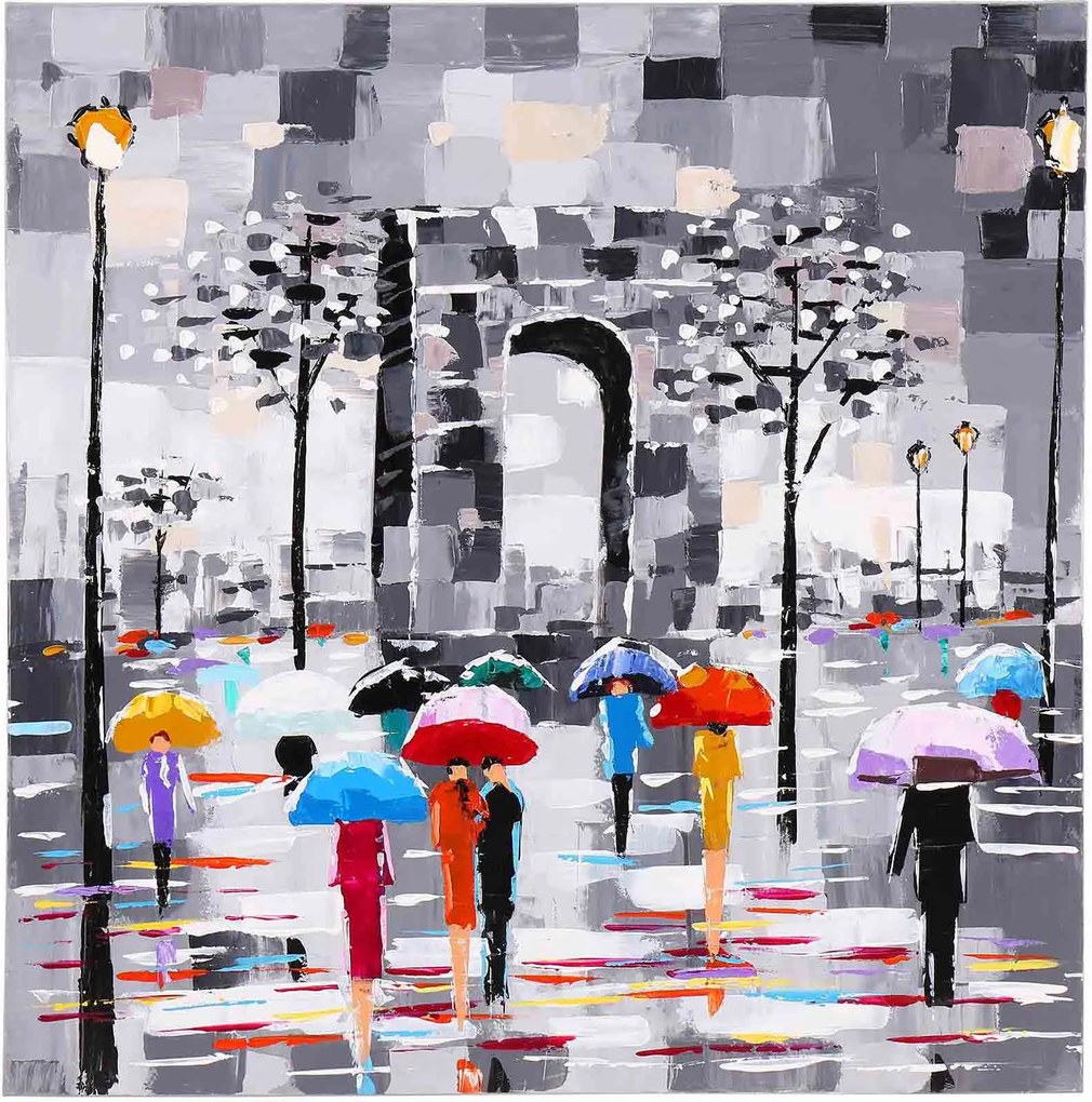 Obraz maľovaný na plátno 1000x1000 Rain in Paris
