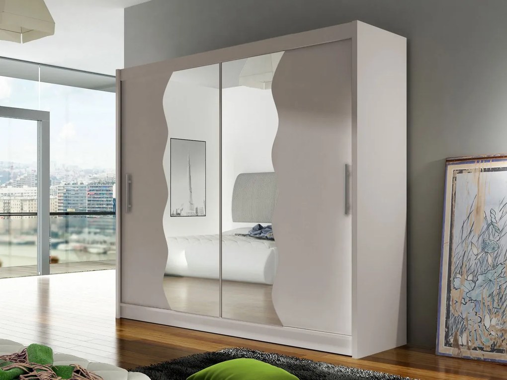 Skriňa London X, Farby: kašmír, Osvetlenie: osvetlenie LED RGB - farebné